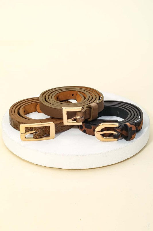 Faux Leather Skinny Belt