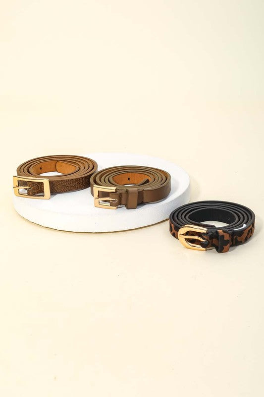 Faux Leather Skinny Belt