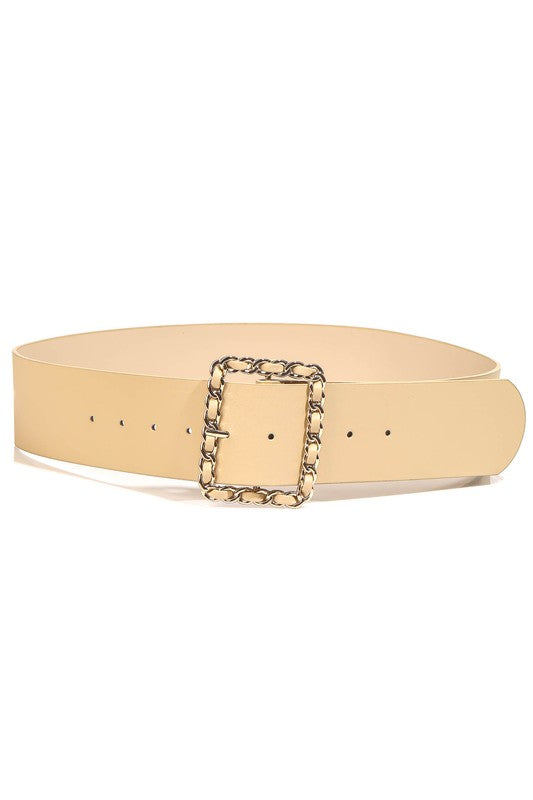 Wide Faux Leather Waist Belt