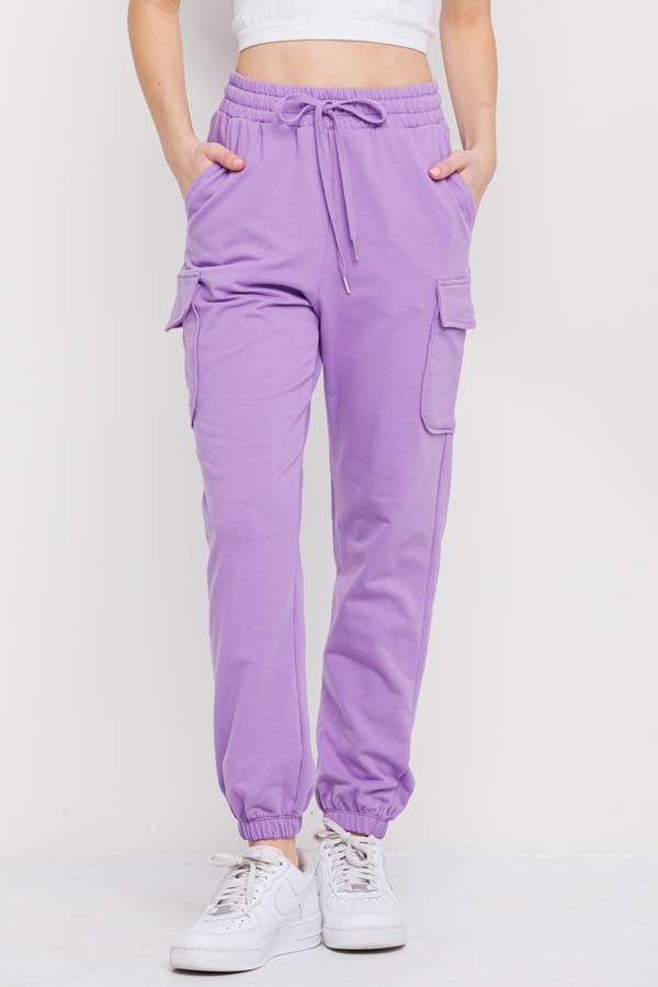 TERRY JOGGER SIDE POCKET PANTS- LAVENDER