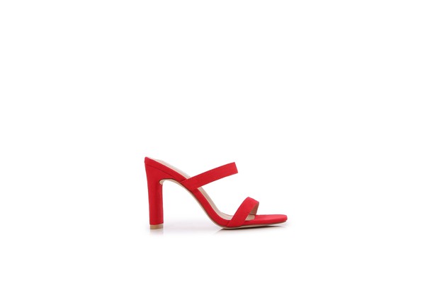 Women Open Toe Strap High Chunky Heeled Sandals - Red