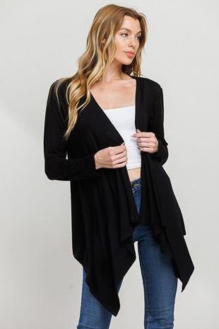 RAYON SPAN CARDIGAN- BLACK