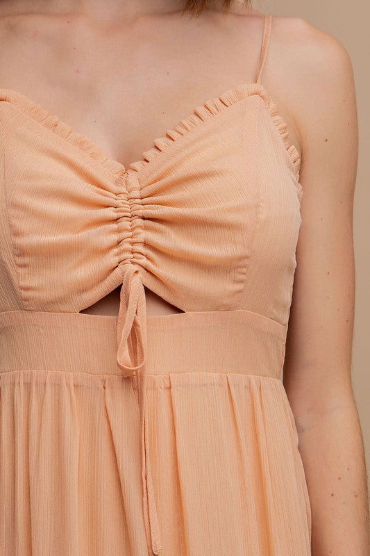 Woven Sleeveless Maxi Dress - PEACH