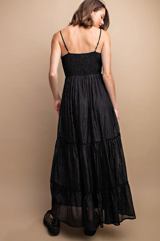 Woven Sleeveless Maxi Dress - BLACK