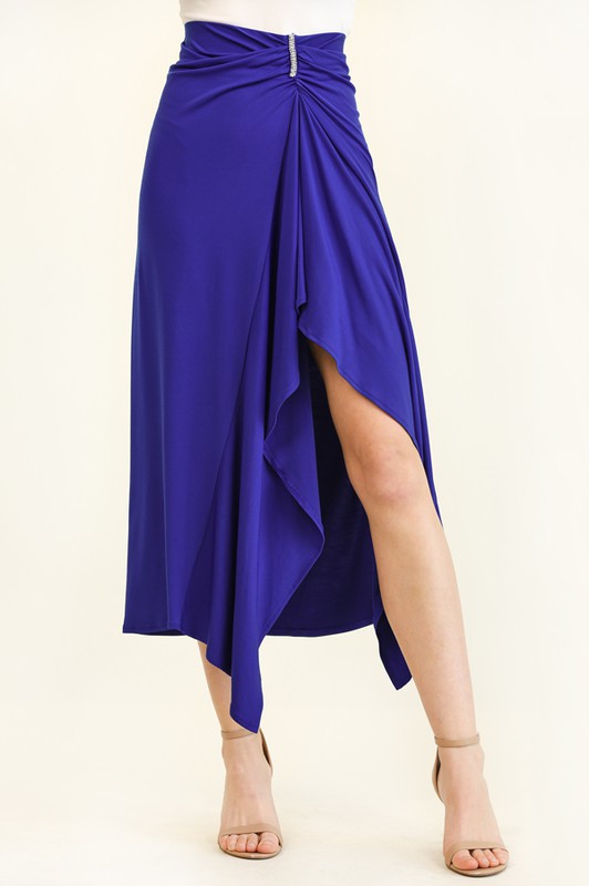 Rhinestone Trim Detail Cascade Draped Skirt