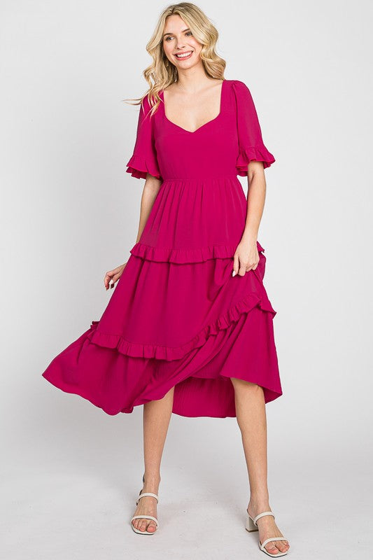 Tiered Maxi Dress - Fuchsia