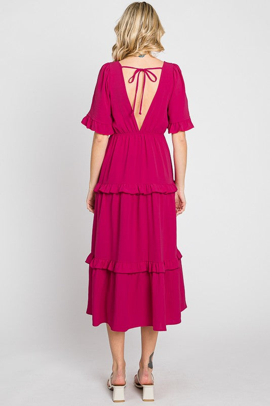 Tiered Maxi Dress - Fuchsia