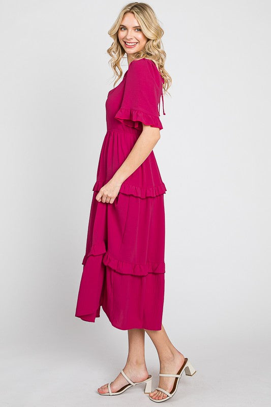 Tiered Maxi Dress - Fuchsia