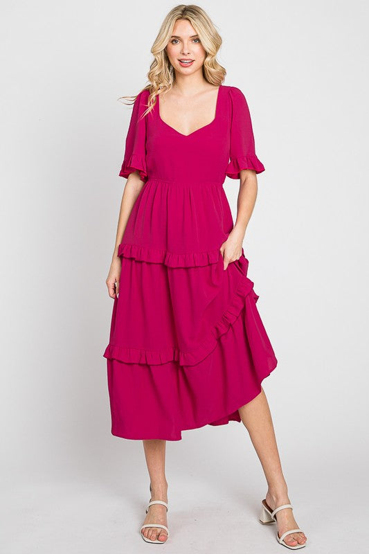 Tiered Maxi Dress - Fuchsia