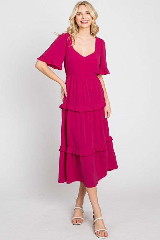 Tiered Maxi Dress - Fuchsia