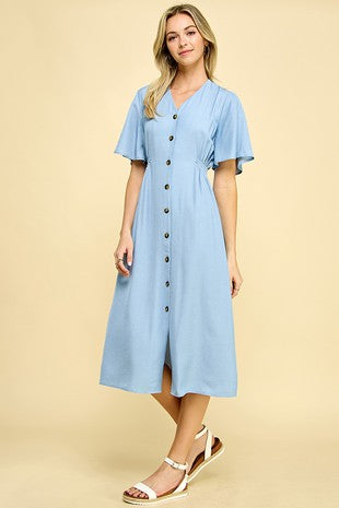 Button down dress- Light Blue