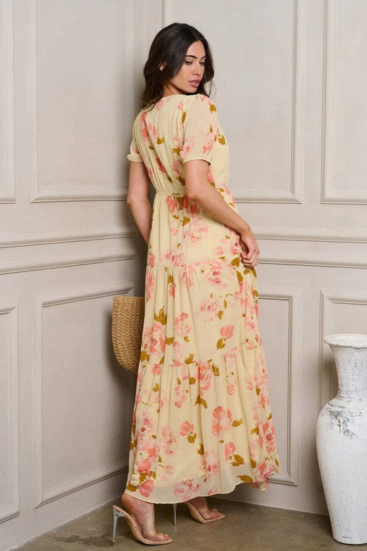 FLORAL MAXI DRESS - YELLOW