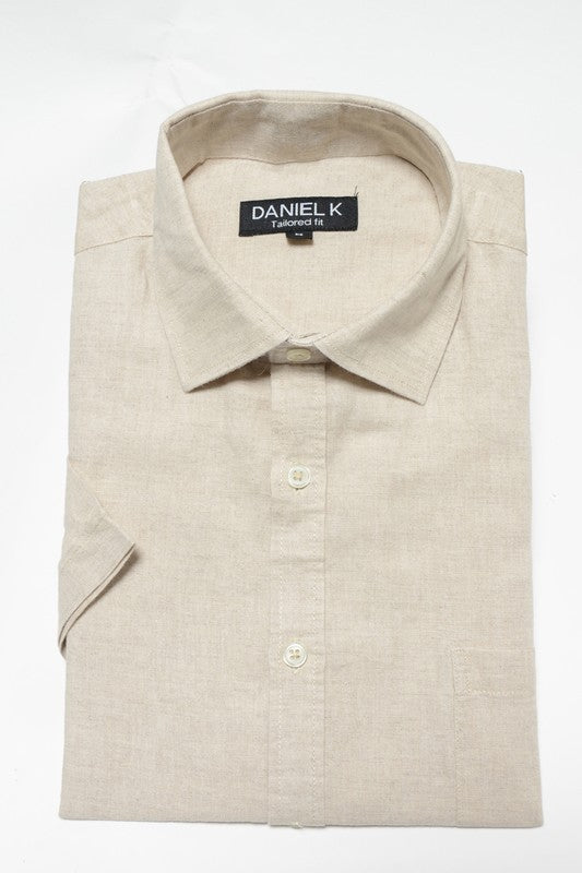 Men's Short sleeve Linen /Cotton - Beige