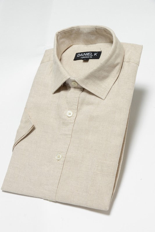 Men's Short sleeve Linen /Cotton - Beige