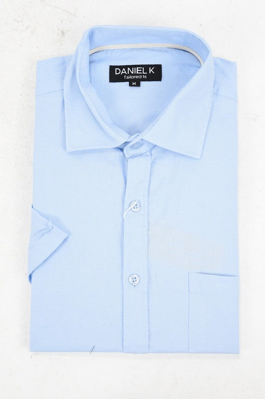 Men's Short sleeve Linen /Cotton - Light Blue