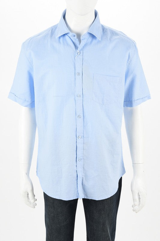 Men's Short sleeve Linen /Cotton - Light Blue