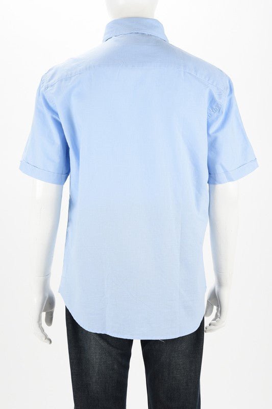 Men's Short sleeve Linen /Cotton - Light Blue