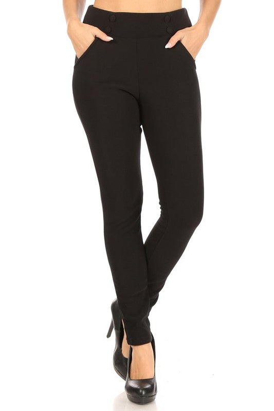 Womens FUR Lined Black Skinny Pants