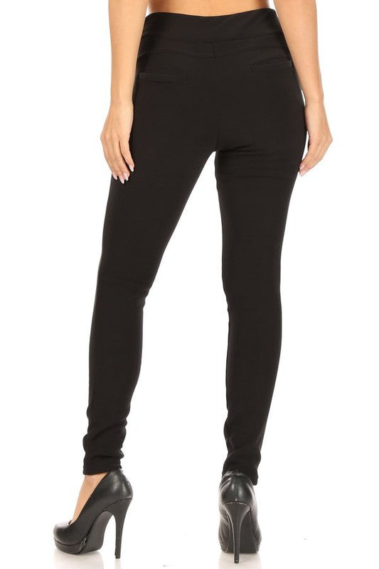 Womens FUR Lined Black Skinny Pants