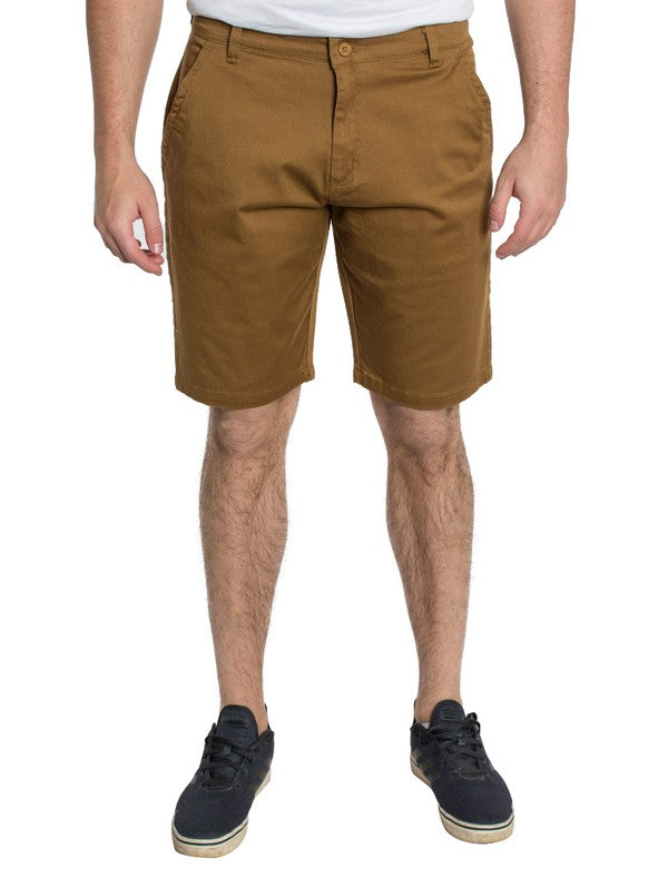 MEN'S TWILL CHINO STRETCH SHORTS -TOBACCO