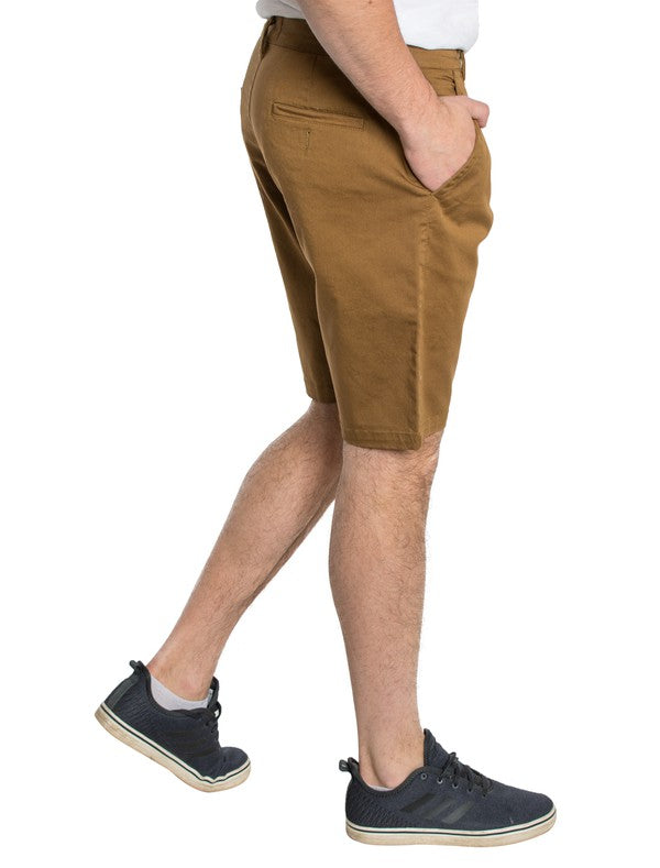 MEN'S TWILL CHINO STRETCH SHORTS -TOBACCO