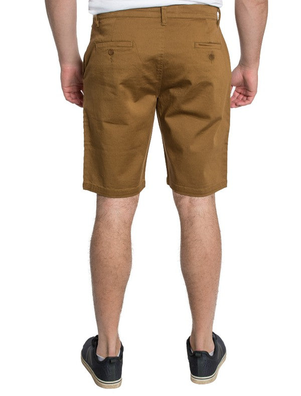 MEN'S TWILL CHINO STRETCH SHORTS -TOBACCO