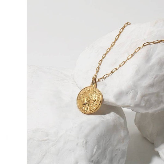 JEWELRY - 18k Gold Plated Coin Necklace