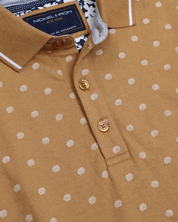 Ditsy Print Polo - CINNAMON