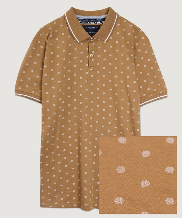 Ditsy Print Polo - CINNAMON