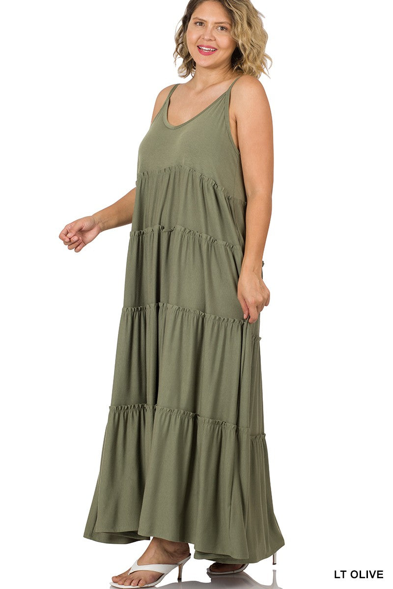 LAYERED SLEEVELESS MAXI DRESS