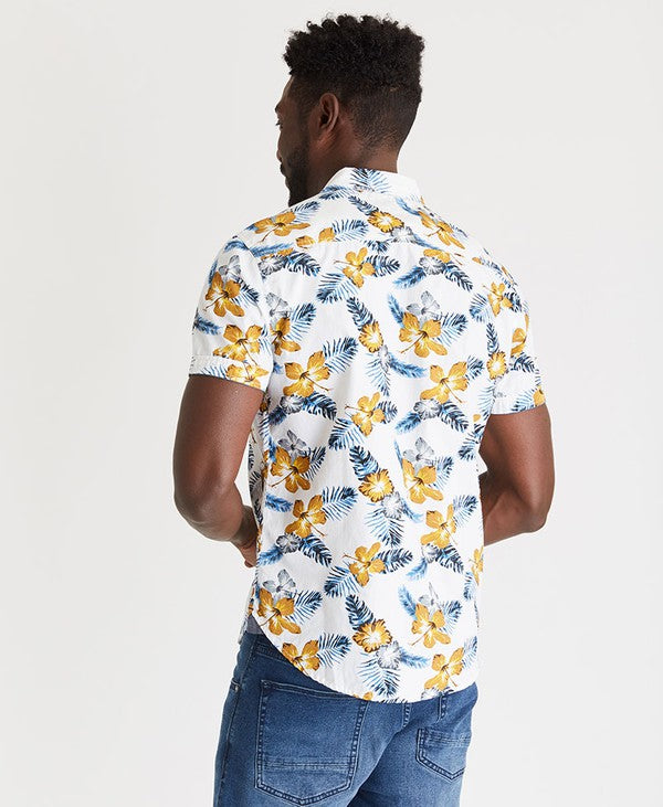 Golden Hibiscus Shirt - WHITE