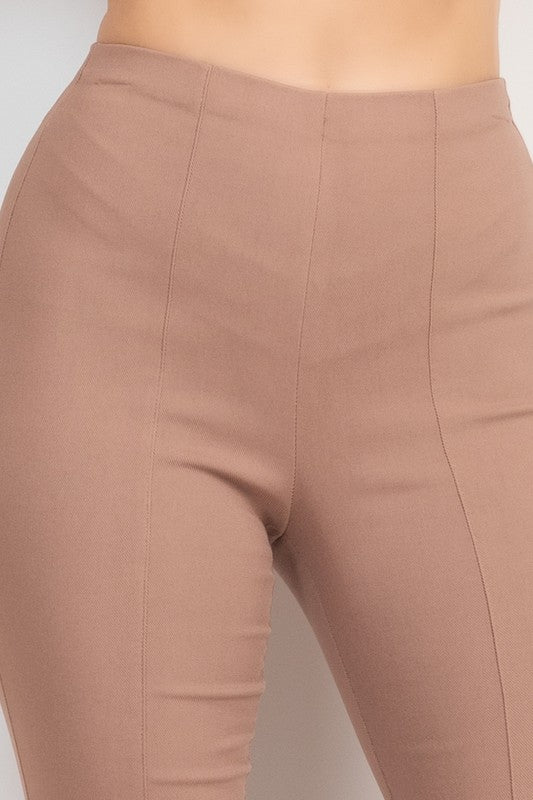 High Rise Solid Skinny Full Pants Mocha