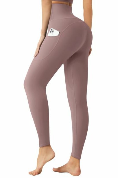 Women's Yoga Pants Active Leggings Tights w/Pocket - MAUVE