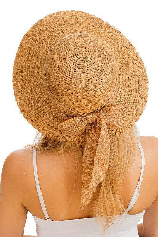 WOMEN'S HATS - Visor Style Round Twist Accent Toyo Straw with Natural Band Sun Hat