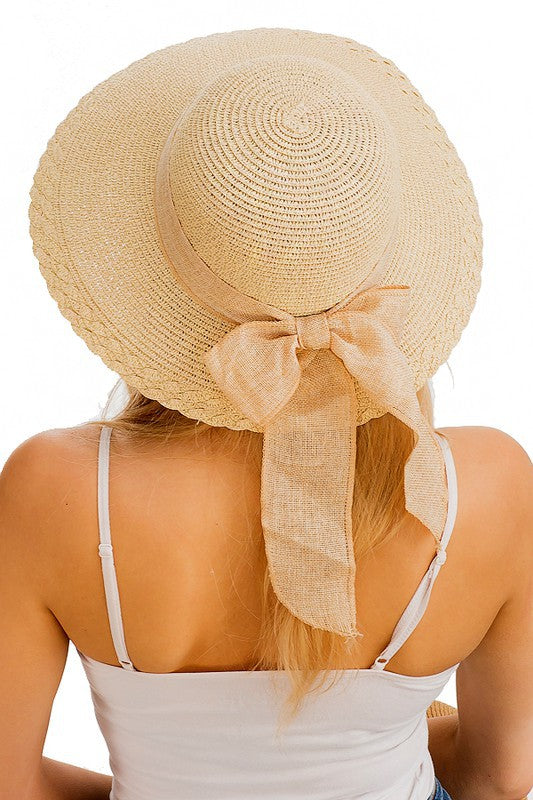 WOMEN'S HATS - Visor Style Round Twist Accent Toyo Straw with Natural Band Sun Hat