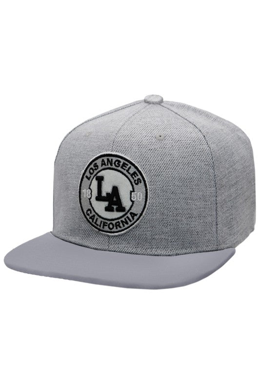 MEN'S HATS - Los Angeles LA Arc Logo Embroidered Twill Poly Cotton Blend Six Panel Snap Back