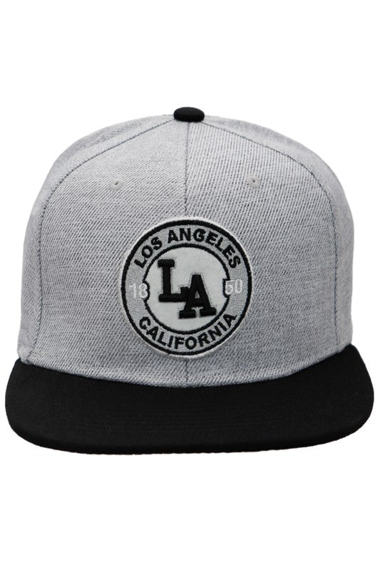 MEN'S HATS - Los Angeles LA Arc Logo Embroidered Twill Poly Cotton Blend Six Panel Snap Back